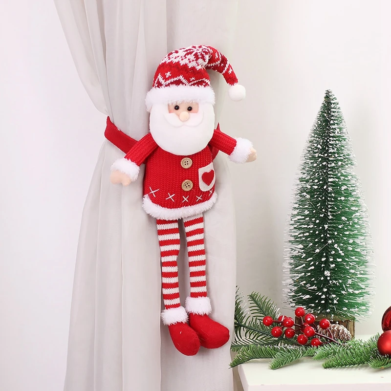 Christmas Curtain Tieback, Santa Claus Snowman Elk Curtain Tie Home Decor Curtain Holder