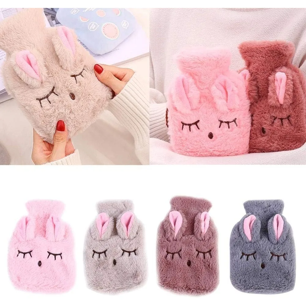 湯たんぽ ぬいぐるみ ウサギ 漫画デザイン つり目 取り外し可能なカバー 詰め替え可能 ハンドウォーマー 温熱パッド 子供 女性用