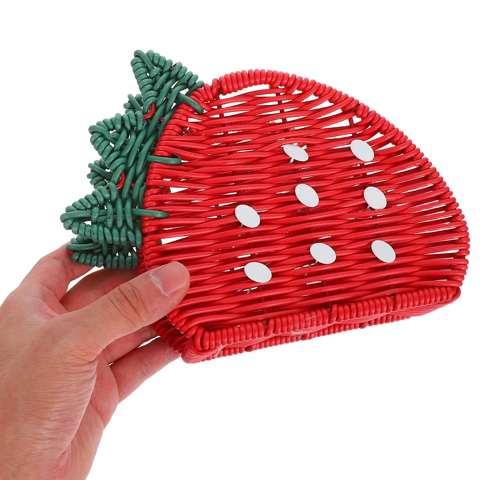 Strawberry Design Freestanding Tissue Storage Basket Woven Imitation Rattan Napkin Holder for Dining Room Kitchen Bathroom Home