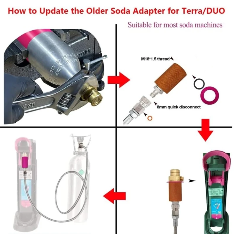 Adaptador manguera refrescos, adaptador máquina, material aleación aluminio para máquinas bebidas