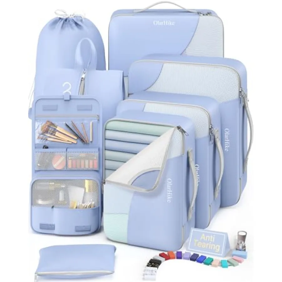 

Набор из 8 упаковочных кубов для путешествий, подарки для женщин и мам, органайзер для чемодана с защитой от разрывов, с подвесной сумкой для обуви и косметичкой V