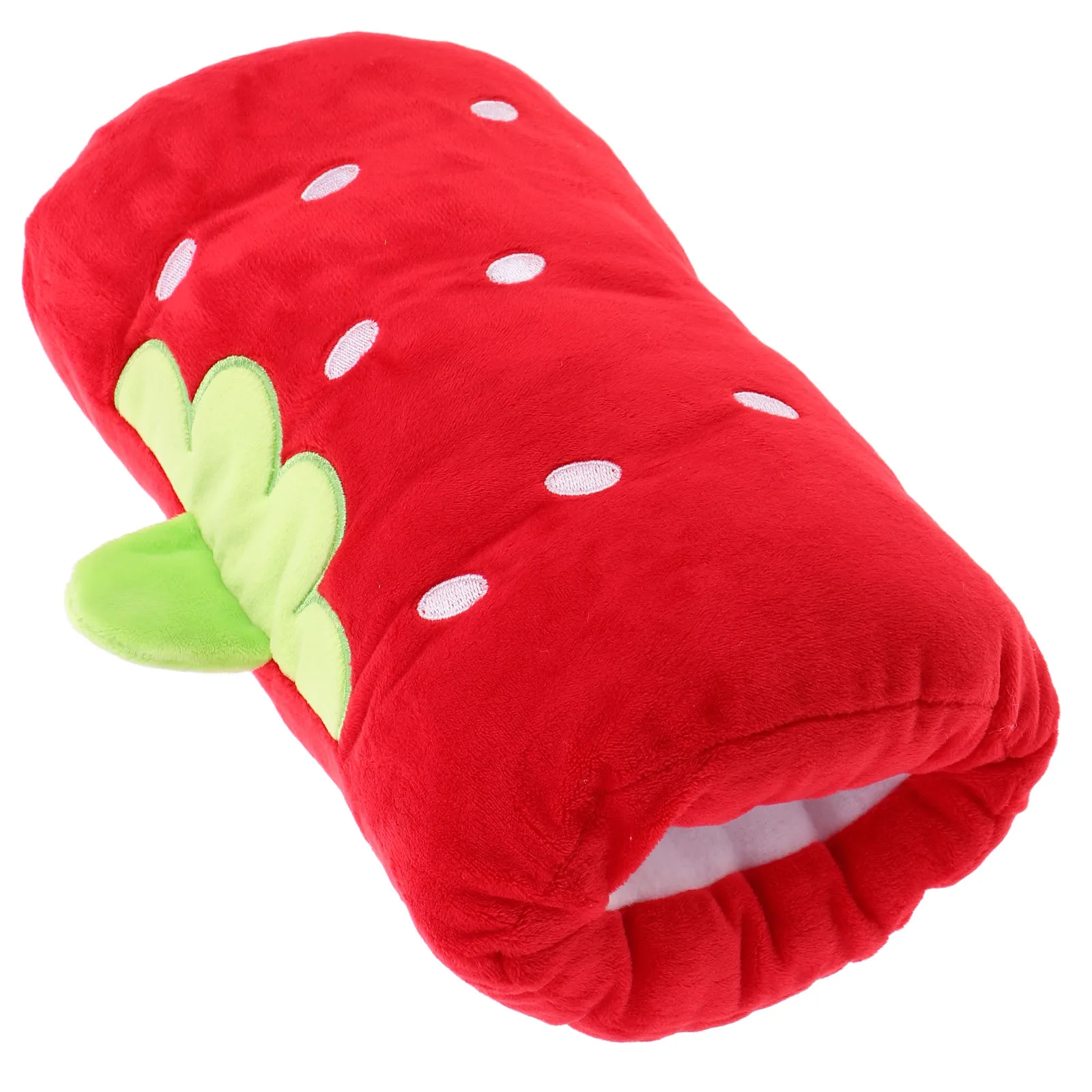 Simpatico cuscino a forma di fragola farcito scaldamani morbido e confortevole cuscino da viaggio per auto per bambini adulti portatile multifunzionale