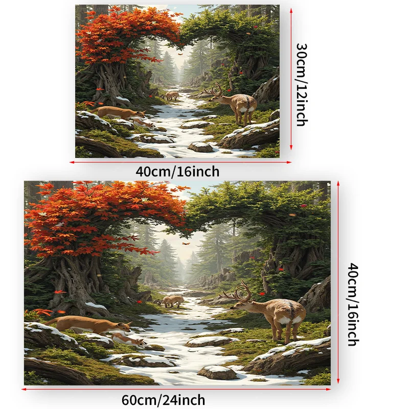 1pc Wall Tapestry Autumn Forest Deer Scene Wall Tapestry - Nature Wildlife Art Decor