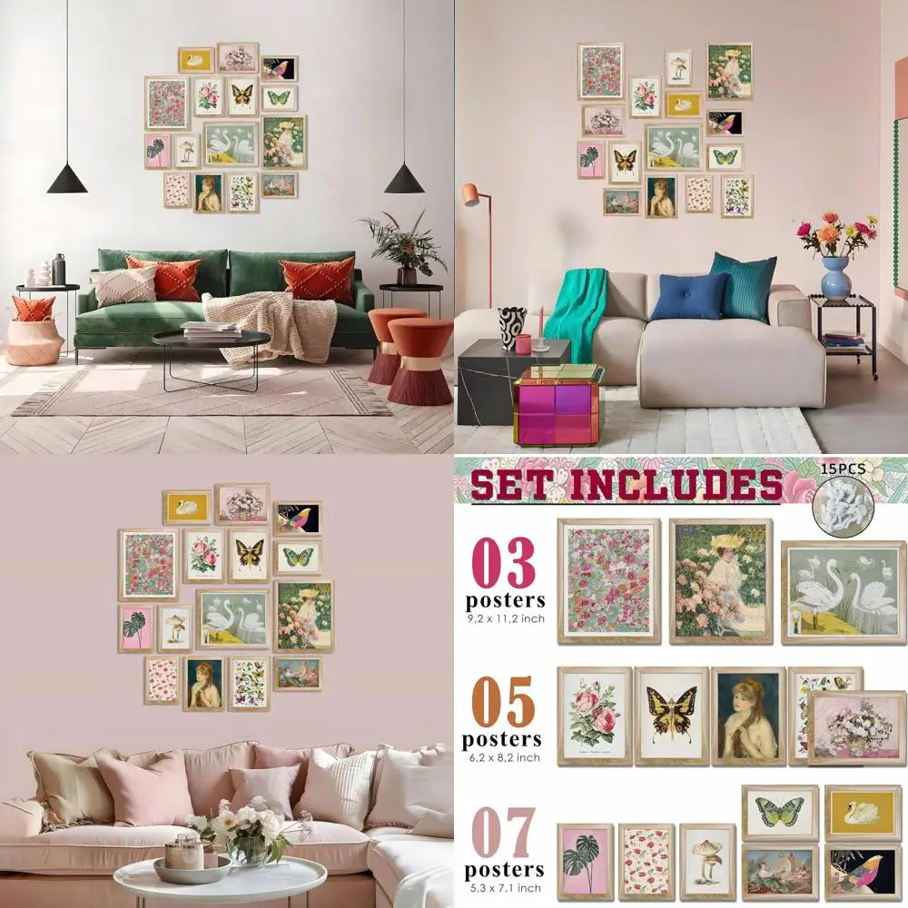 

Colorful Eclectic Wall Art for Girls' Rooms: Vintage-Inspired Decor Prints for Moody Maximalist Spaces