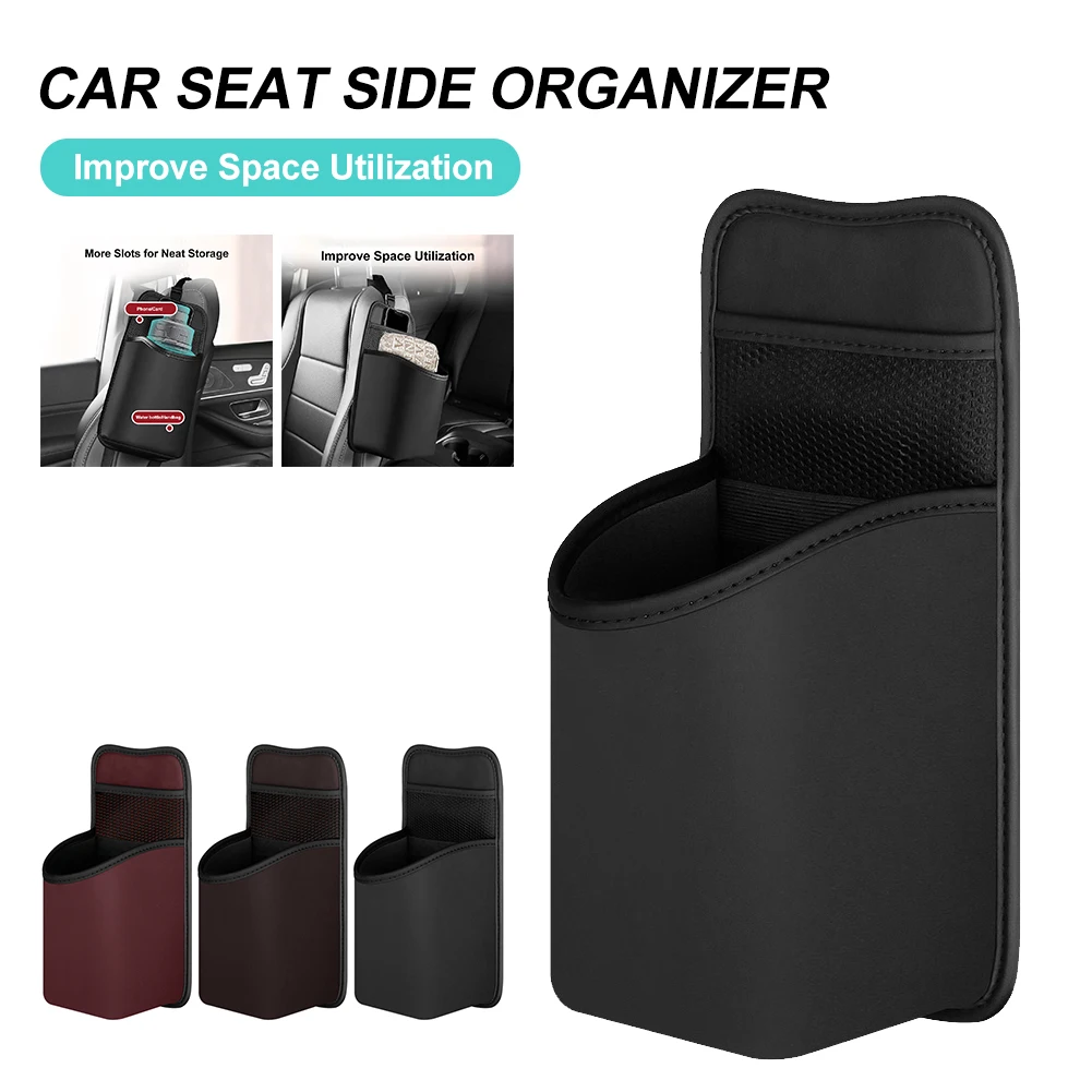 Car Seat Side Organizer Seat Hanging Storage Bag with Cup Phone Holder Seat Side Storage Pocket for Drink for Cars SUVs Trucks