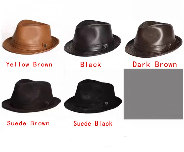 New Man High Quality Genuine Leather Cowhide Formal hat Gentleman Cow Skin Short Brim Black/Brown Top Hat Male Shows Gentleman