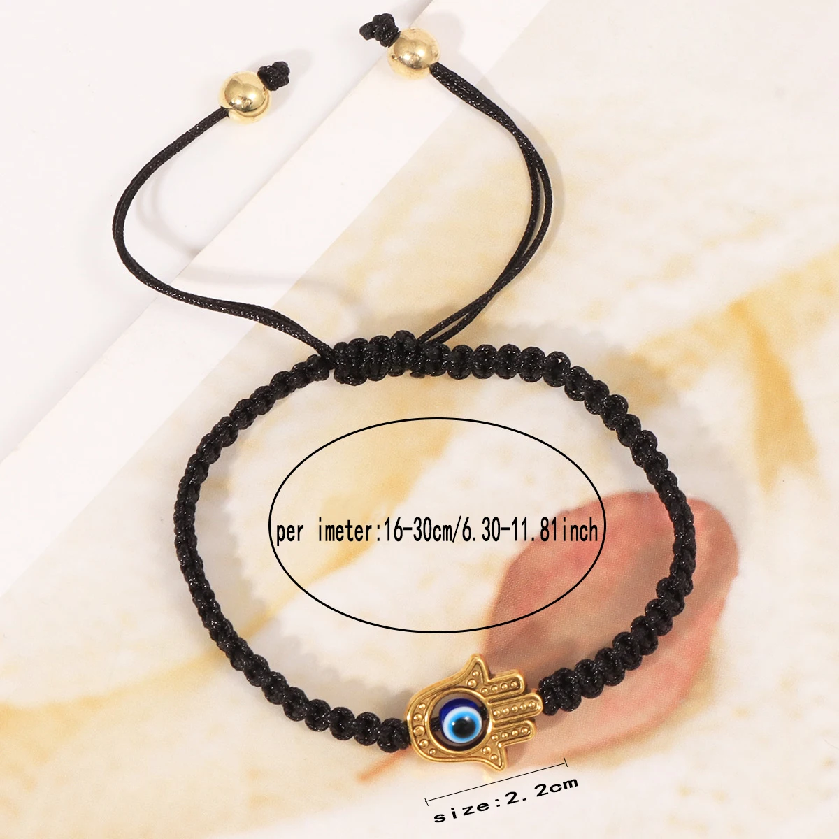 Fatima Eye Bead Braided Bracelet Set, Adjustable Woven Cord Couple Matching Bracelets for Women Men