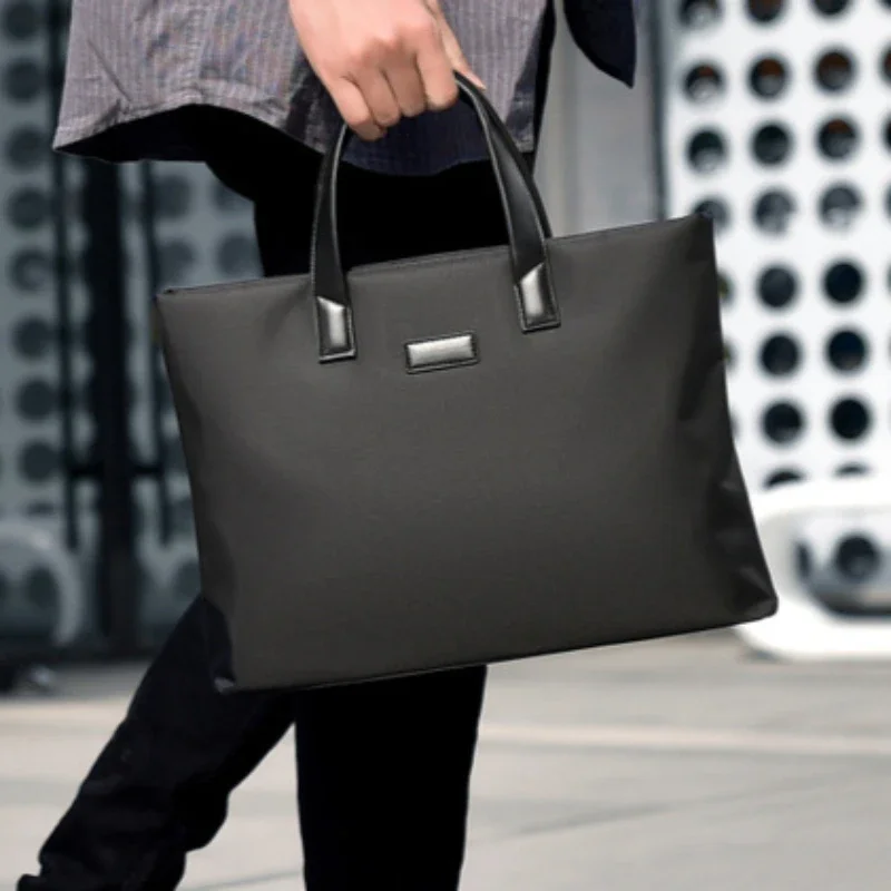 Men's Handheld Briefcase Nylon Business Commute Laptop Computer Handbag Business Trip File Bags