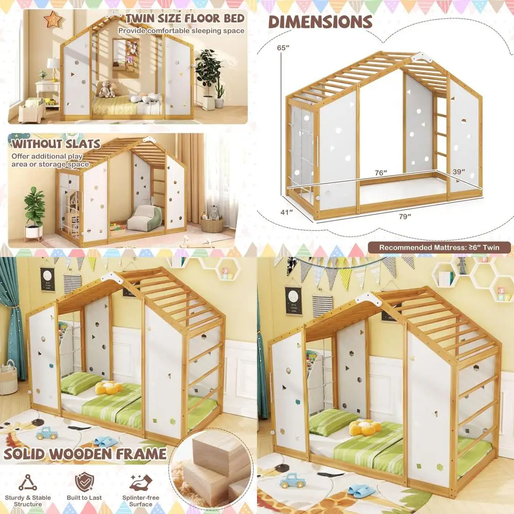 

Детский игровой комплекс Монтессори размера Twin с качелями, горкой и игровым домиком