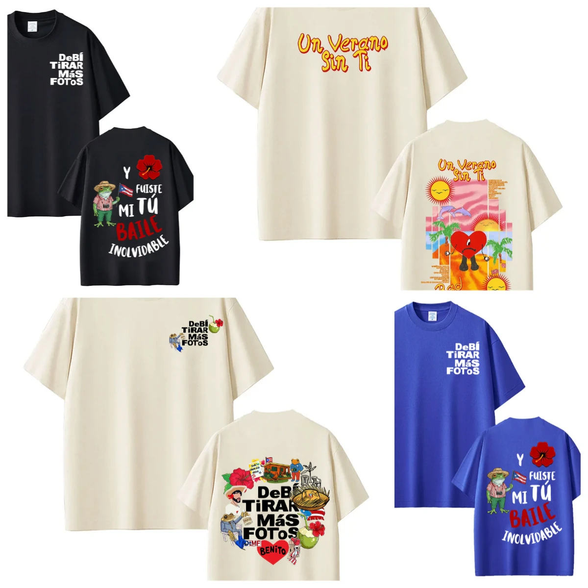 Men's Rap Singer Bad Bunny 2026 Tour Pattern T-shirt Fan Gift Casual Street Wear Printed Pattern T-shirt
