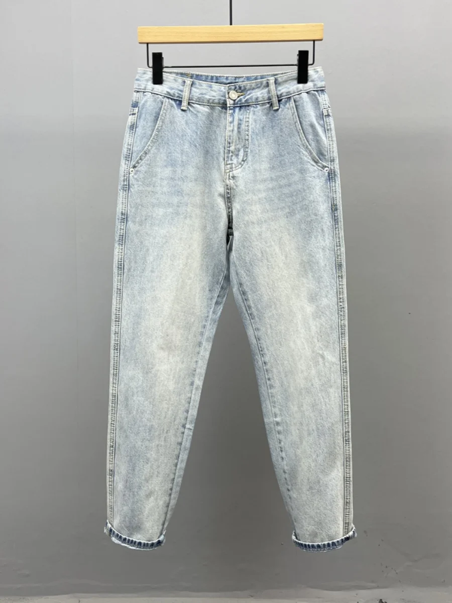 

Мужские джинсы Waed Vintage Slim Fit, средняя посадка, длинные, из хлопкового стрейч-денима, молодежные, летние, модные брюки