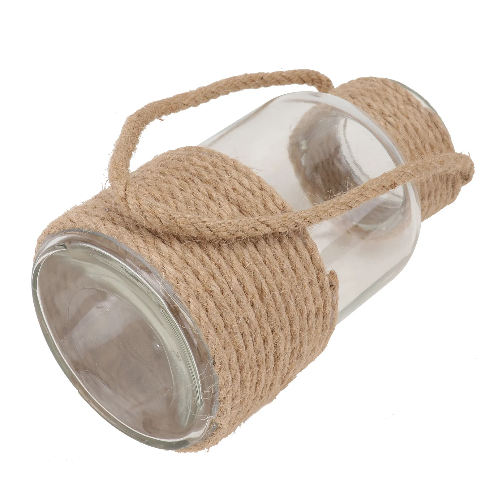

1Pcs Hemp Rope Decorative Glass Vase Country Style Hydroponic Vase Adornment Transparent Glass Flower Container for Home Office