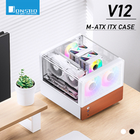 Jonsbo V12 MATX ITX PC Case Sea View Room Gaming Hyperbolic Glass Computer Desktop Case With 120mm Case Fan PC Gamer Cabinet