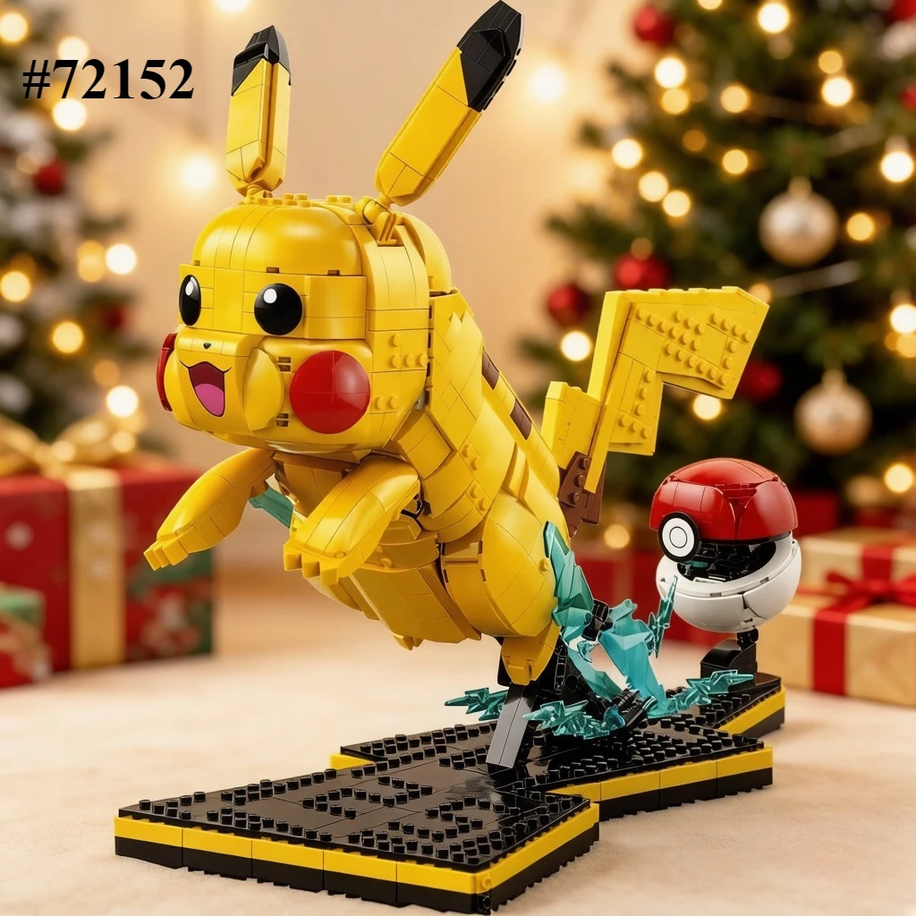 Ensemble de blocs de construction Pikachu Construction 72152, compatibles avec les particules Legoed, adaptés aux cadeaux d'Halloween et de Noël, 2050 pièces