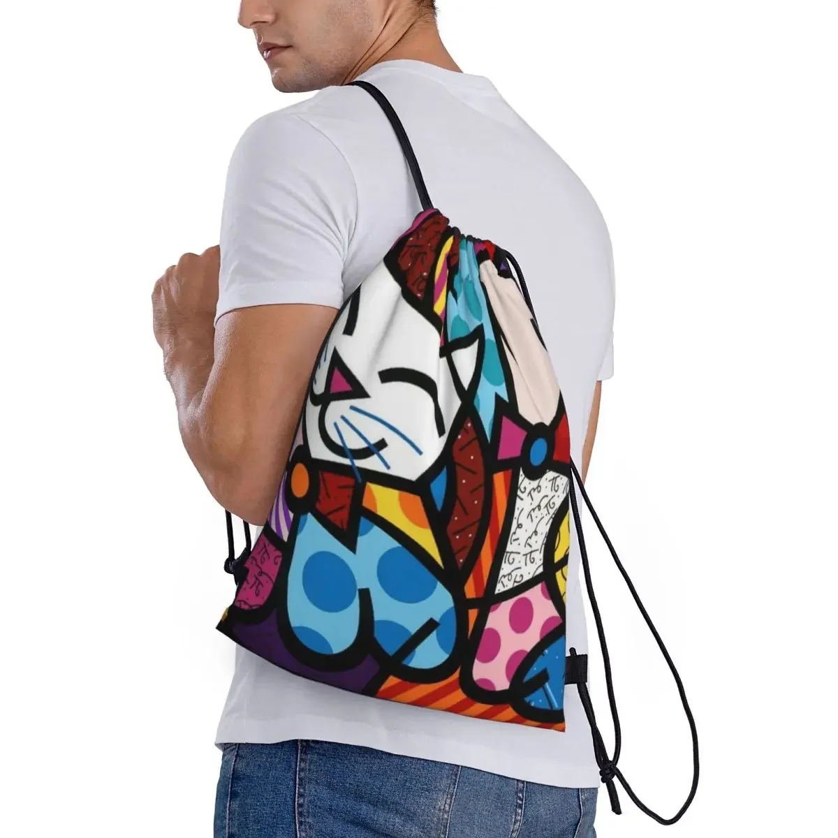 Custom Pattern Logo Drawstring Bag Britto Anime Travel Backpack Student Storage Bag School Bag  ꦫ