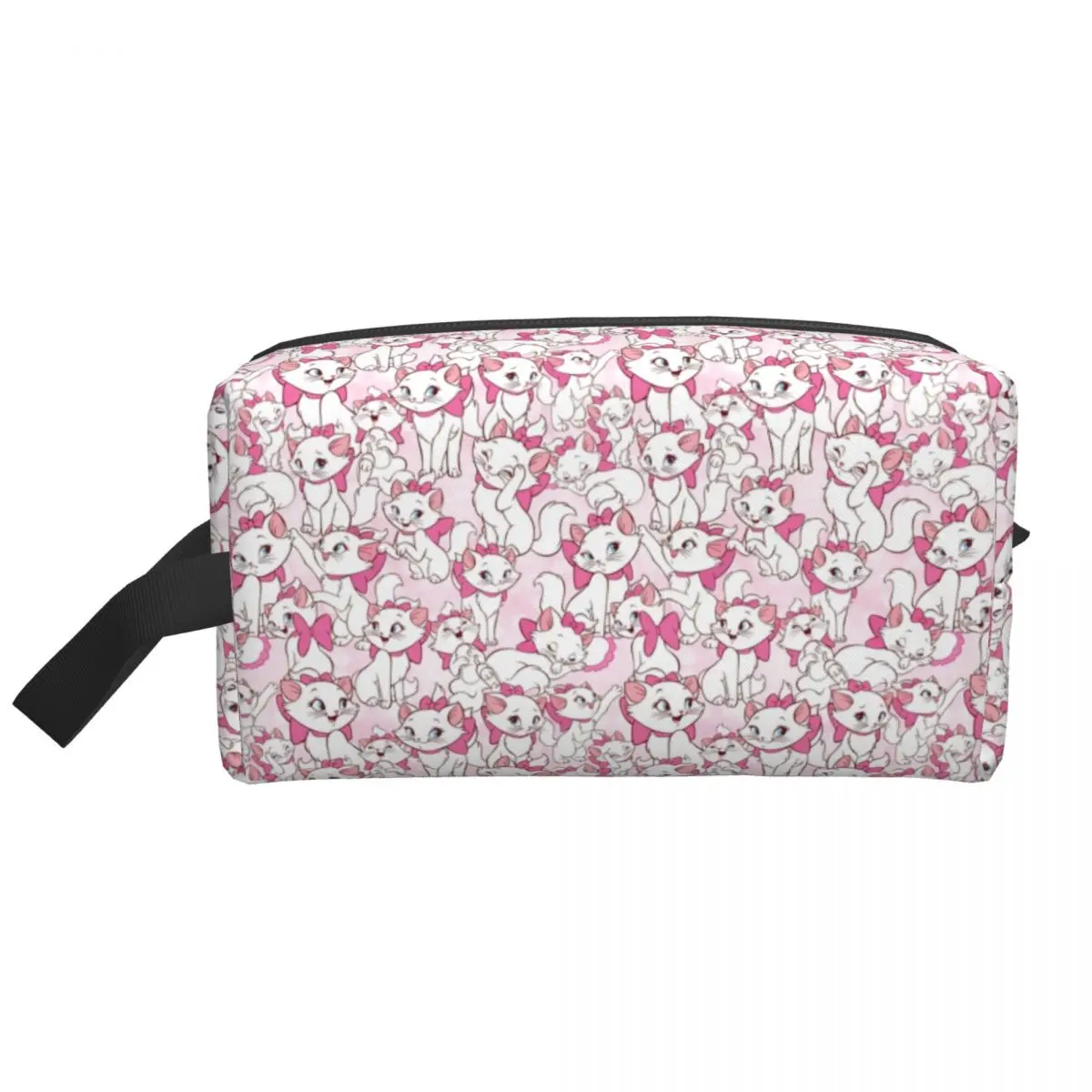 Custom Marie With Her Pink Bow Makeup Bag for Women Travel Cosmetic Organizer Fashion Girly Cat Film Storage Toiletry Bags