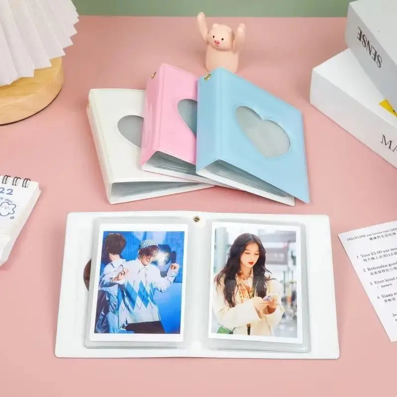 Clear Heart Hollow Photocard Holder 3 Inch Mini Idol Picture Album Lightweight for Photocard Collection School ID Card Storage