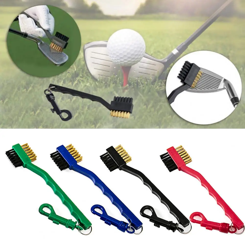 Golf reinigungs bürste tragbarer rutsch fester Griff Griff Schmutz entfernung Nylon borsten Doppelseite Golfschläger reiniger Golf zubehör