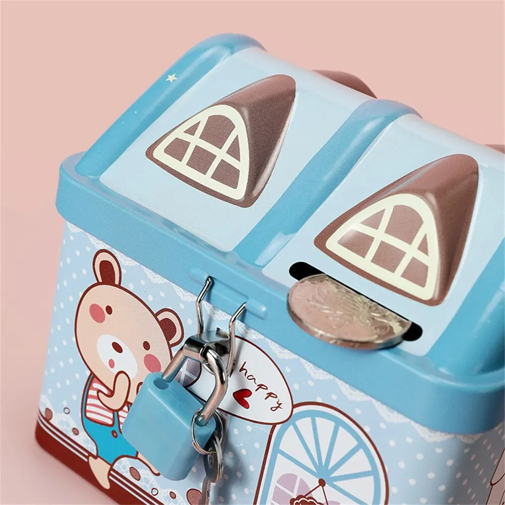 Small House Cute Piggy Bank Money Box Tinplate Saving Banks Best Gift For Children Money Saving Banks Creative Birthday Gift