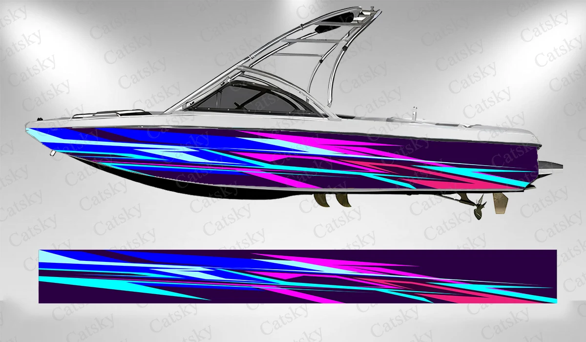 

Vector geometric colorful abstract irregular Boat sticker vinyl boat pontoon deck boat fishing decorative pontoon boats decal