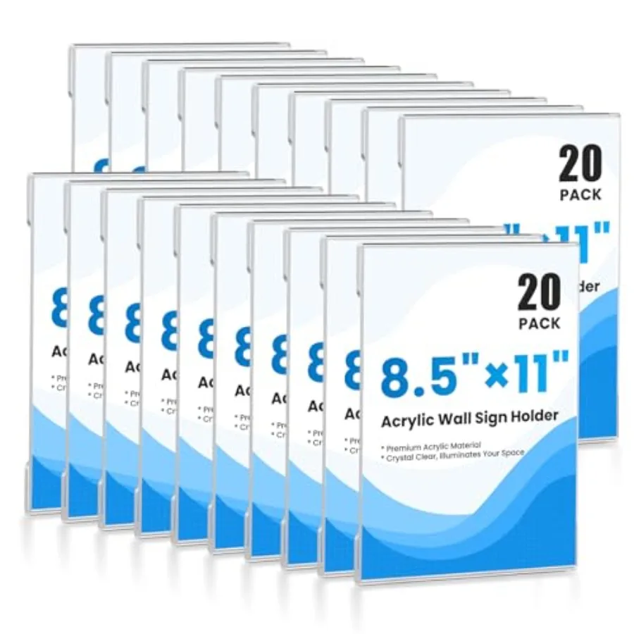 

Акриловый держатель для вывесок 8,5 x 11 дюймов, настенный, прозрачный, для фотографий, меню, листовок, пластиковый держатель для бумаги, акриловая рамка