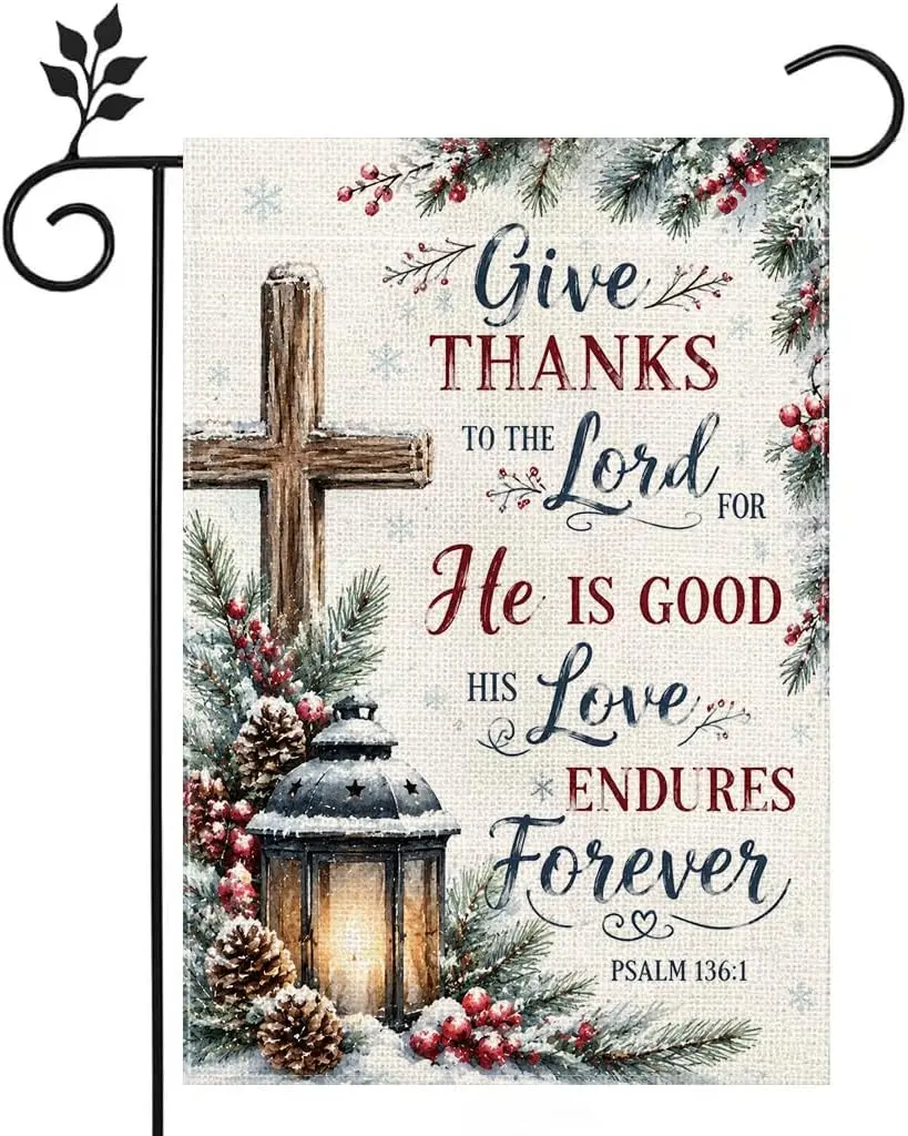 Give Thanks to The Lord Christian Garden Flag 12x18 Inch Outdoor Decor bbp