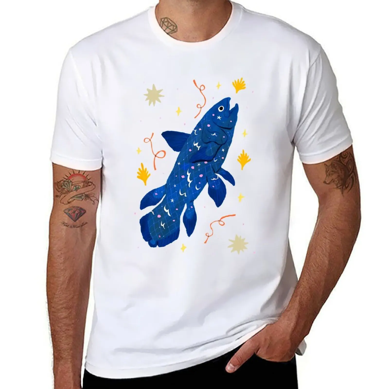 

Starry Coelacanth T-Shirt cotton tshirt 100% man t shirt designer T-Shirt