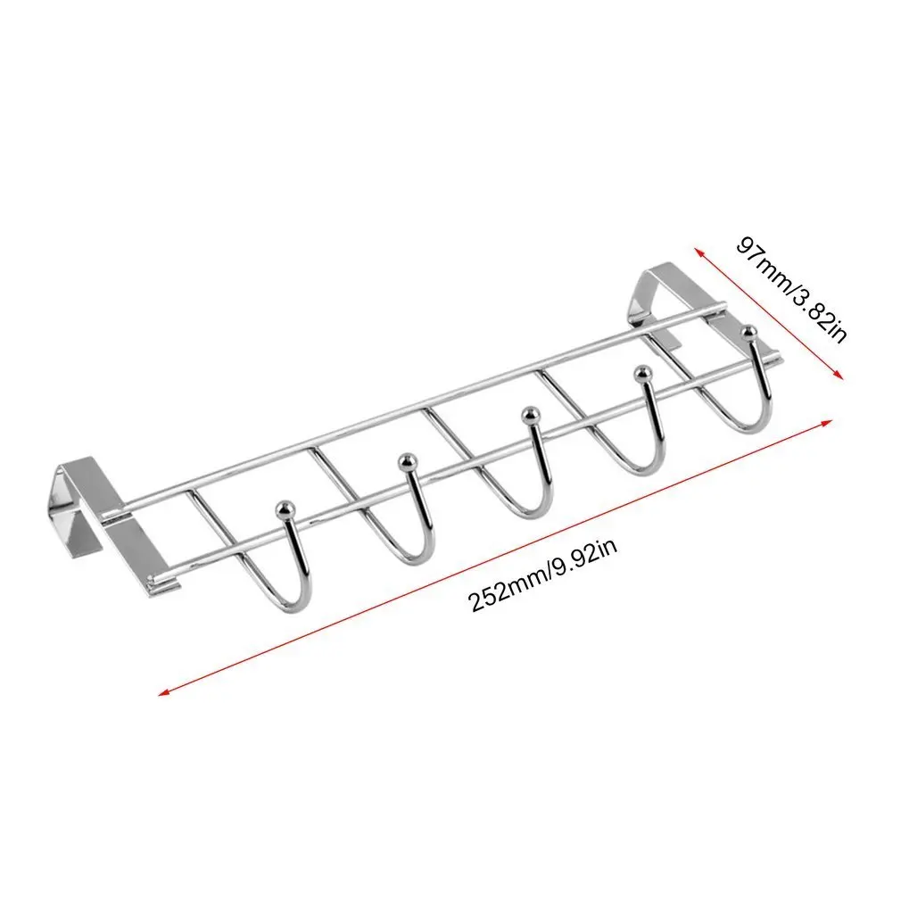 Gancho de acero inoxidable de cinco filas para puerta trasera, percha sin huellas para ropa, cocina, dormitorio, toallero