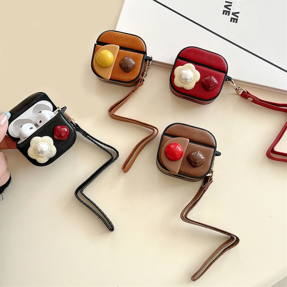 

Винтажный чехол для наушников из искусственной кожи с бриллиантами для Apple Airpods 3 Pro 2, ремешок на запястье с драгоценными камнями, чехол для беспроводных наушников Airpods 4