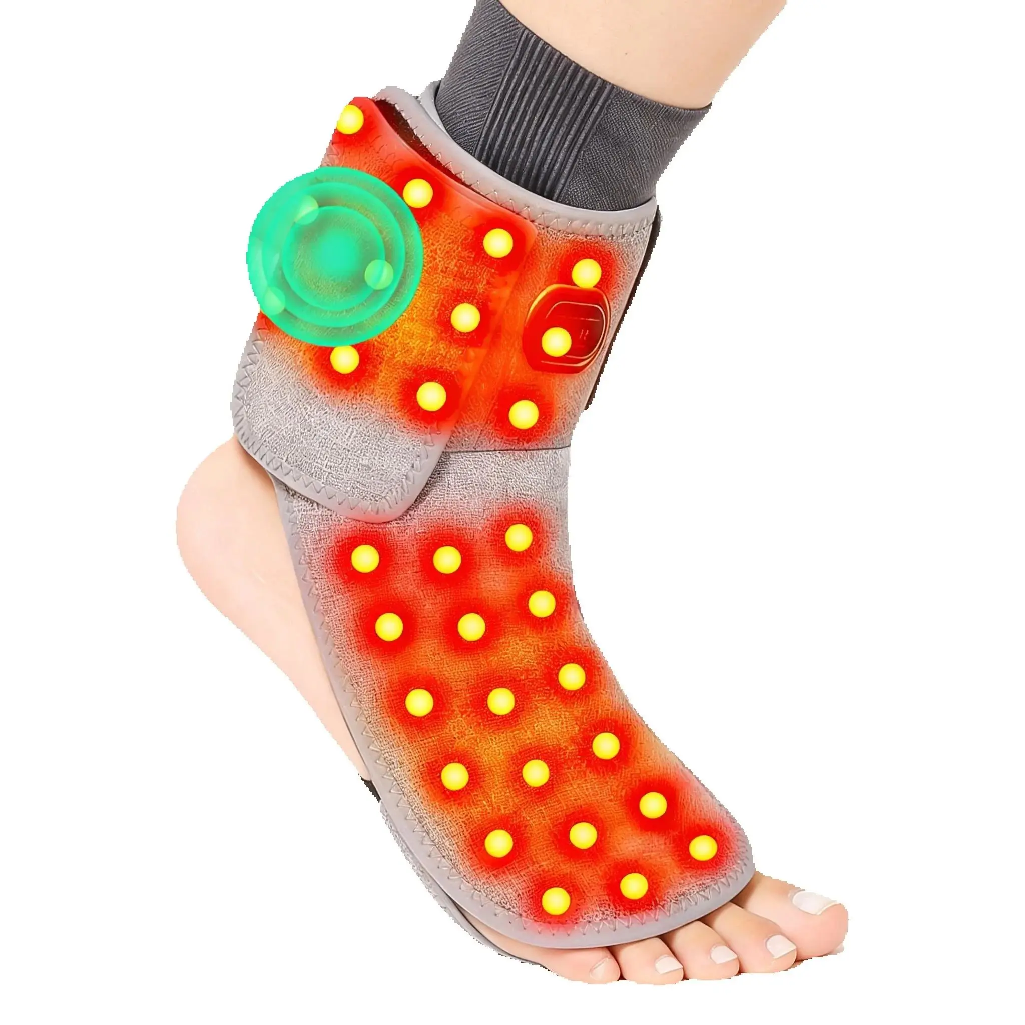 

Массажный нагревательный рукав для голеностопа и стопы с красным светом и функцией вибрации: снимает боль и усталость в суставах стопы