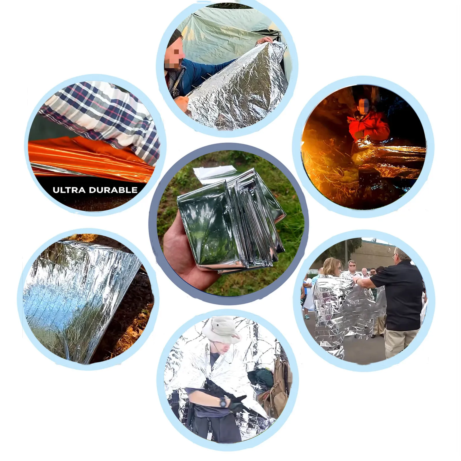 Emergency Mylar Thermal Blankets - Waterproof, Retains Body Heat - Ideal for First Aid Kits & Natural Disasters - 51.18 x 82.67