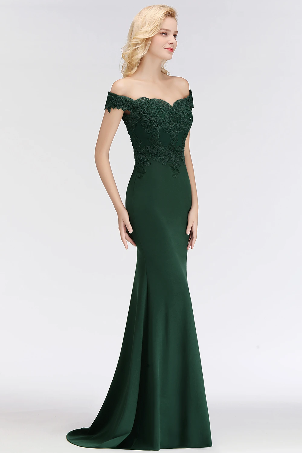 2025 Zeemeermin Avondjurken Off-the-Shoulder Hals Kant Applique Backless Prom Dress Sexy Vloerlengte Vrouwen Formele Partij jassen