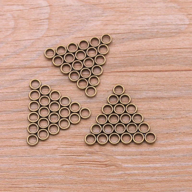 20Pcs 30MM 2 Color Retro Zinc Alloy Hollow Round Triangle Porous Connectors Linker For DIY Pendant Jewelry Accessorie