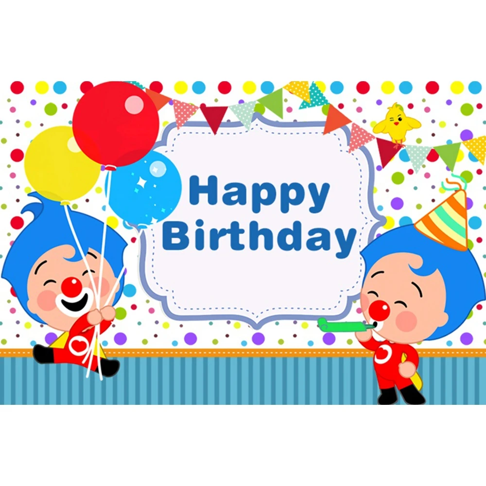 Cartoon Cute Kids Boys 1st Birthday Party Backgrounds Bunting Animals Payaso Plim plim Theme Photography Backdrop Custom