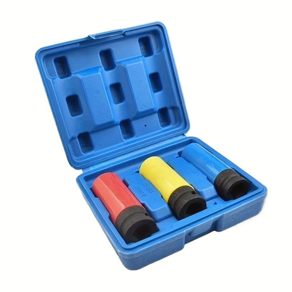 

Metric Hub Socket Set 17mm 19mm 21mm 1/2" Angle Drive Slim Protective Impact Socket With Storage Box For Auto Repair