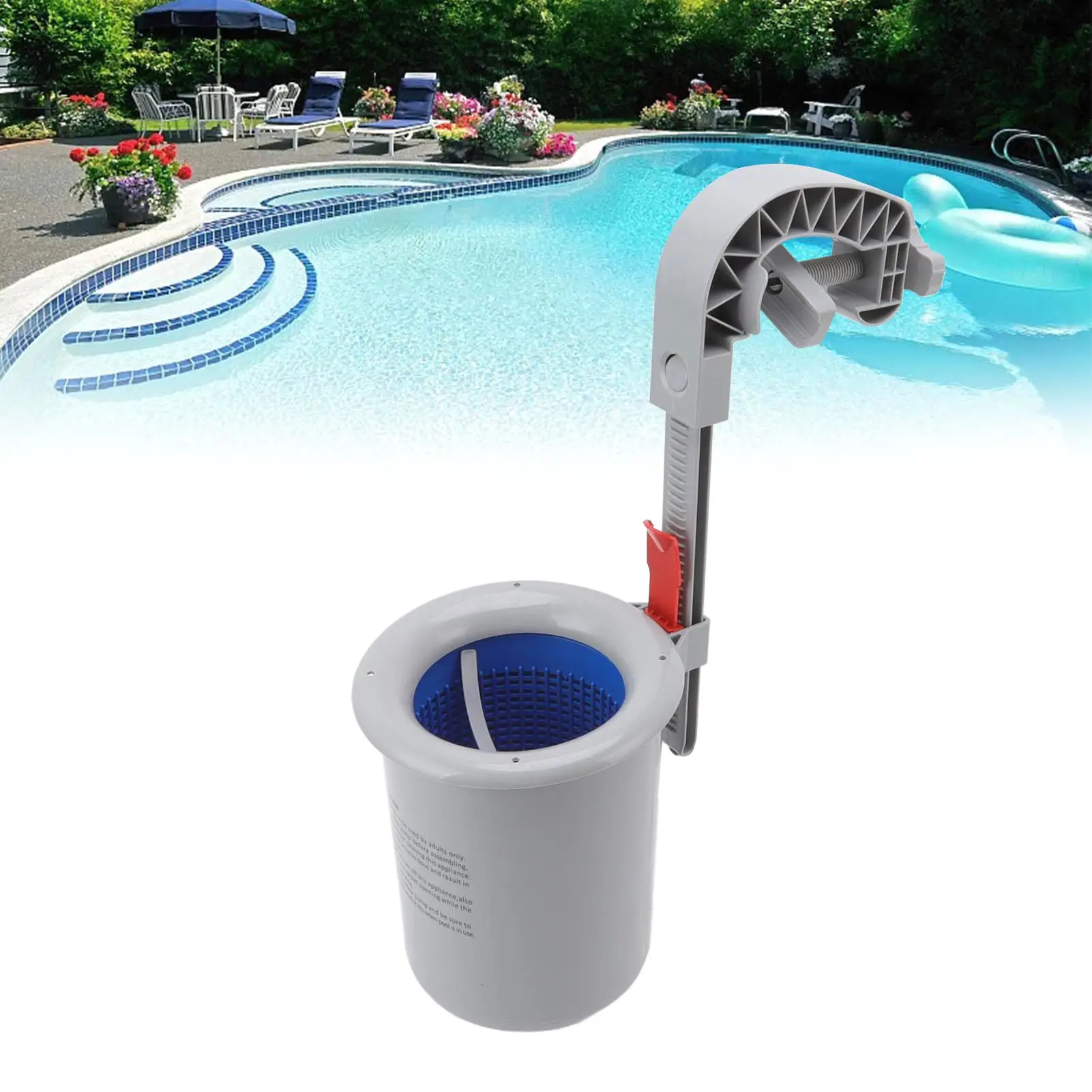 Automatic Wall Mounted Pool Surface Skimmer - Debris Filter & Leaf Collector for Swimming Pool Cleaning