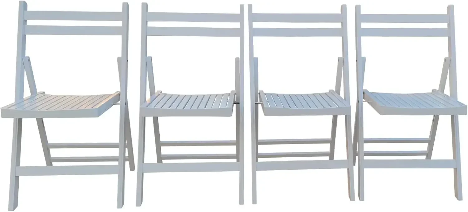 4 Pack Wooden Folding Chair, Foldable Dining Chair Set with Solid Wood Slatted Seat and Open Back, Outdoor/Indoor Portable Event