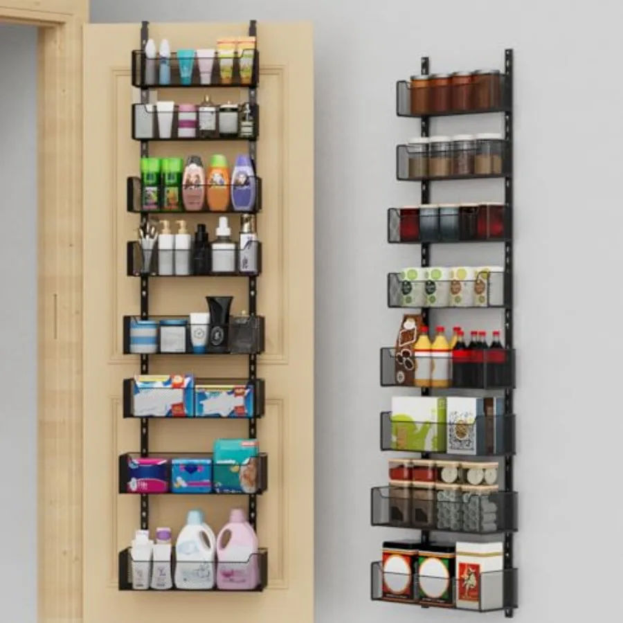 

Металлический органайзер для двери с регулируемыми корзинами, подвесной, для хранения за дверью в спальне, гардеробной, ванной комнате