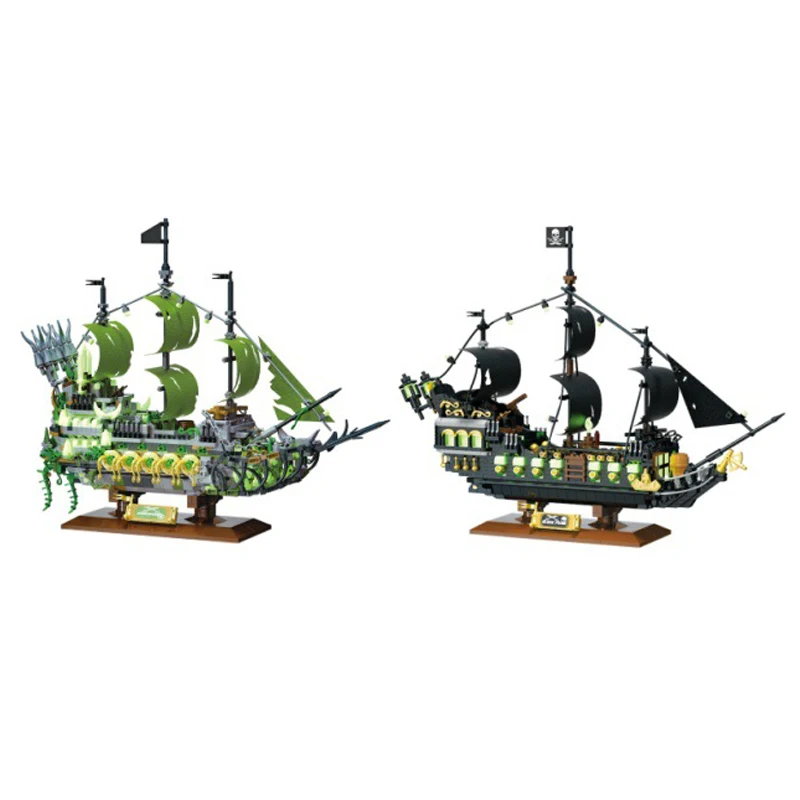 

Idea Movie Caribbean Ghost Pirate Ship Noctilucent Mini Block Model Construction Building Bricks Model Sets Toy For Gifts