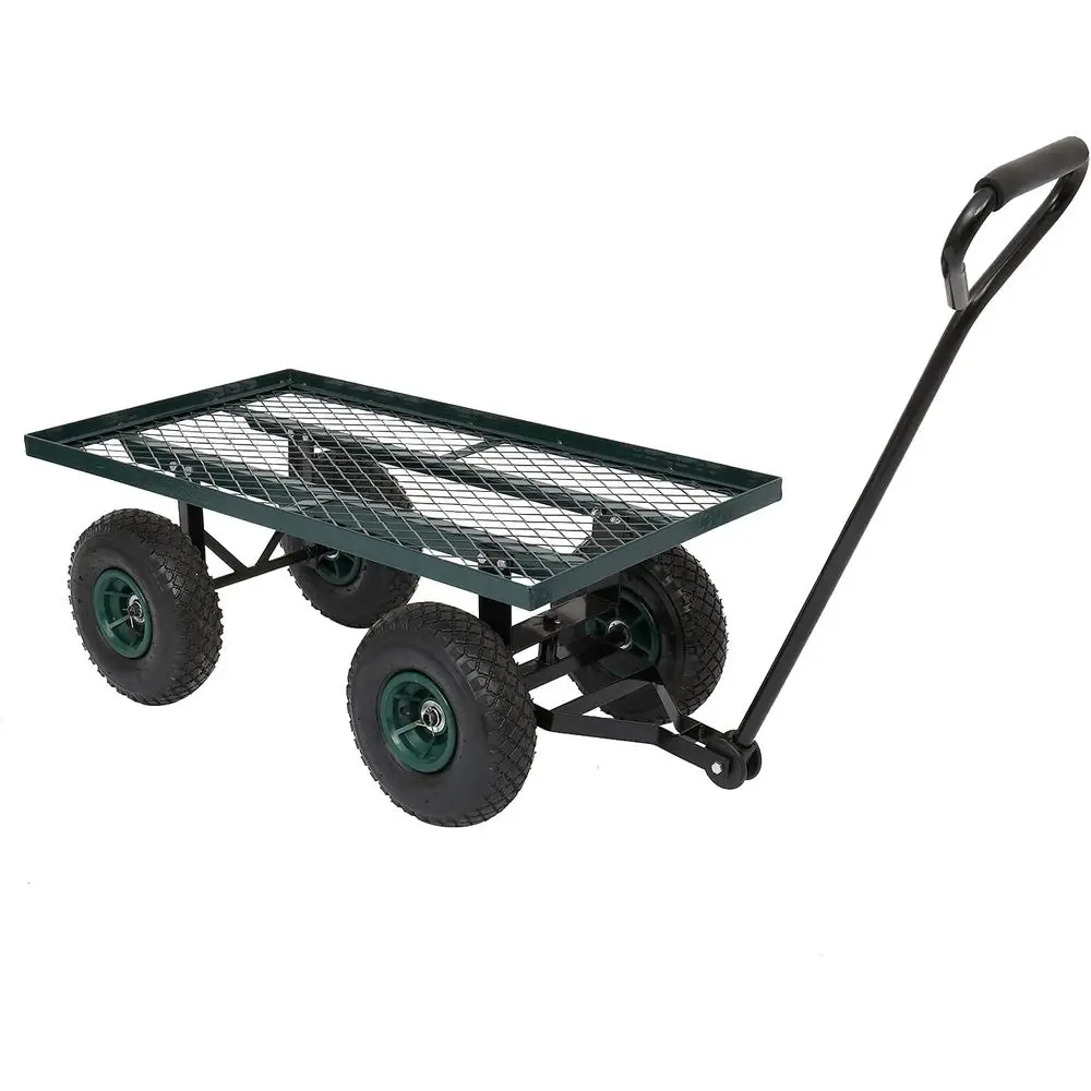 

Heavy-Duty Garden Utility Wagon with 10-Inch Pneumatic Tires in Green