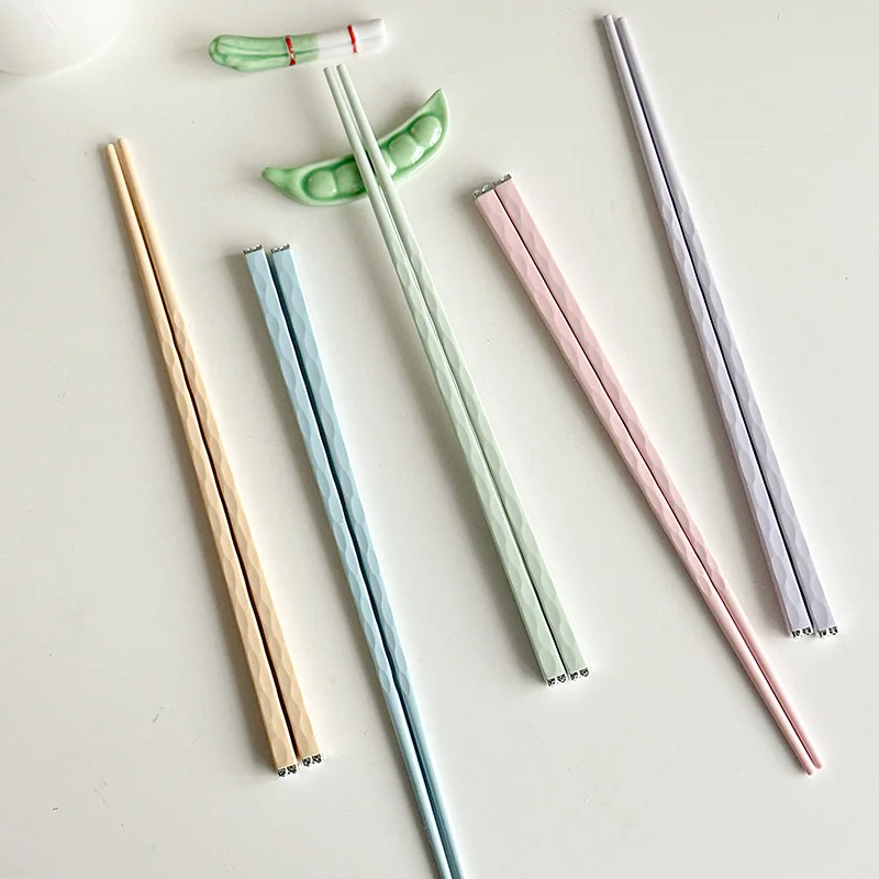 Sweet Solid Color Chopstick Korean Style Ins Cute Household Tableware Couples Chopsticks Restaurant Kitchen Supplies