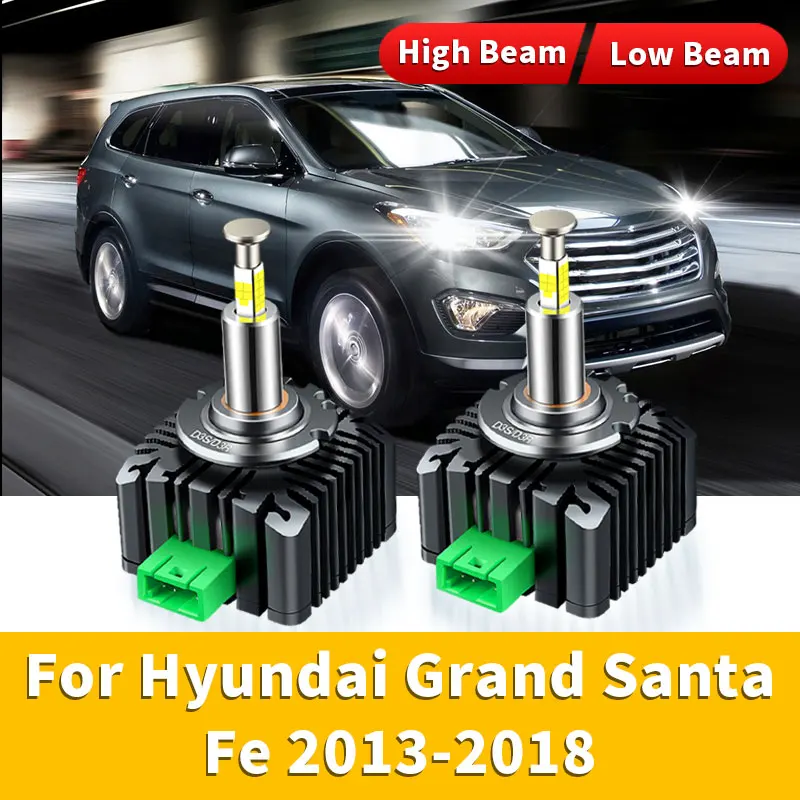 2Pcs For Hyundai Grand Santa Fe 2013-2018 6000K Xenon 35W HID Headlight Bulbs Canbus No Error 32000LM 12V Car Lamp Auto Light