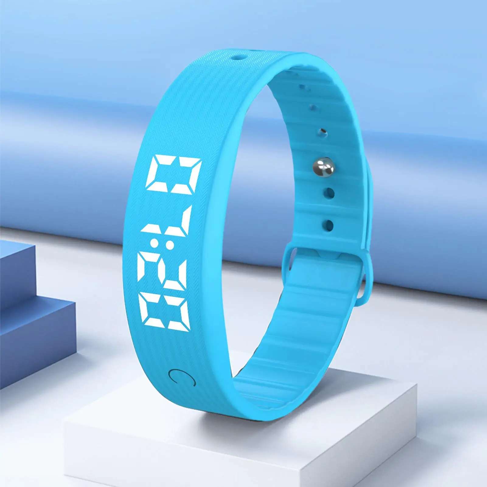 LED Digital Alarm Clock Watch Adjustable Snooze-proof Alarm Bracelet with Running Pedometer Waterproof Vibrating Alarm HT30