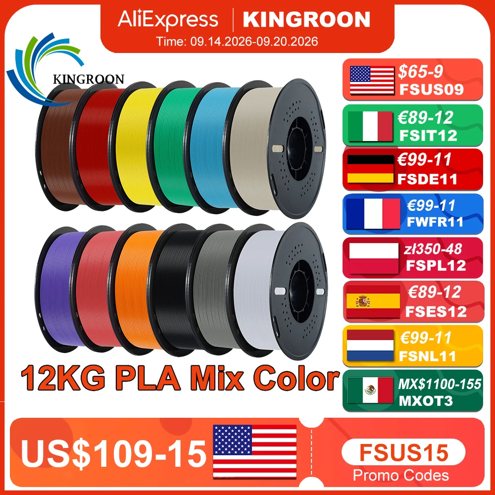 3D Printing Nylon - KINGROON 10KG/22LBS Multicolor PLA Filament 1KG/Roll