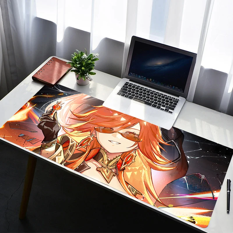 Mouse Pad Laptop Non Slip Extended Desktop Mouse Mat PC Rubber Keyboard Pad Gaming Accessories G-genshin Impact Mavuika Mousepad