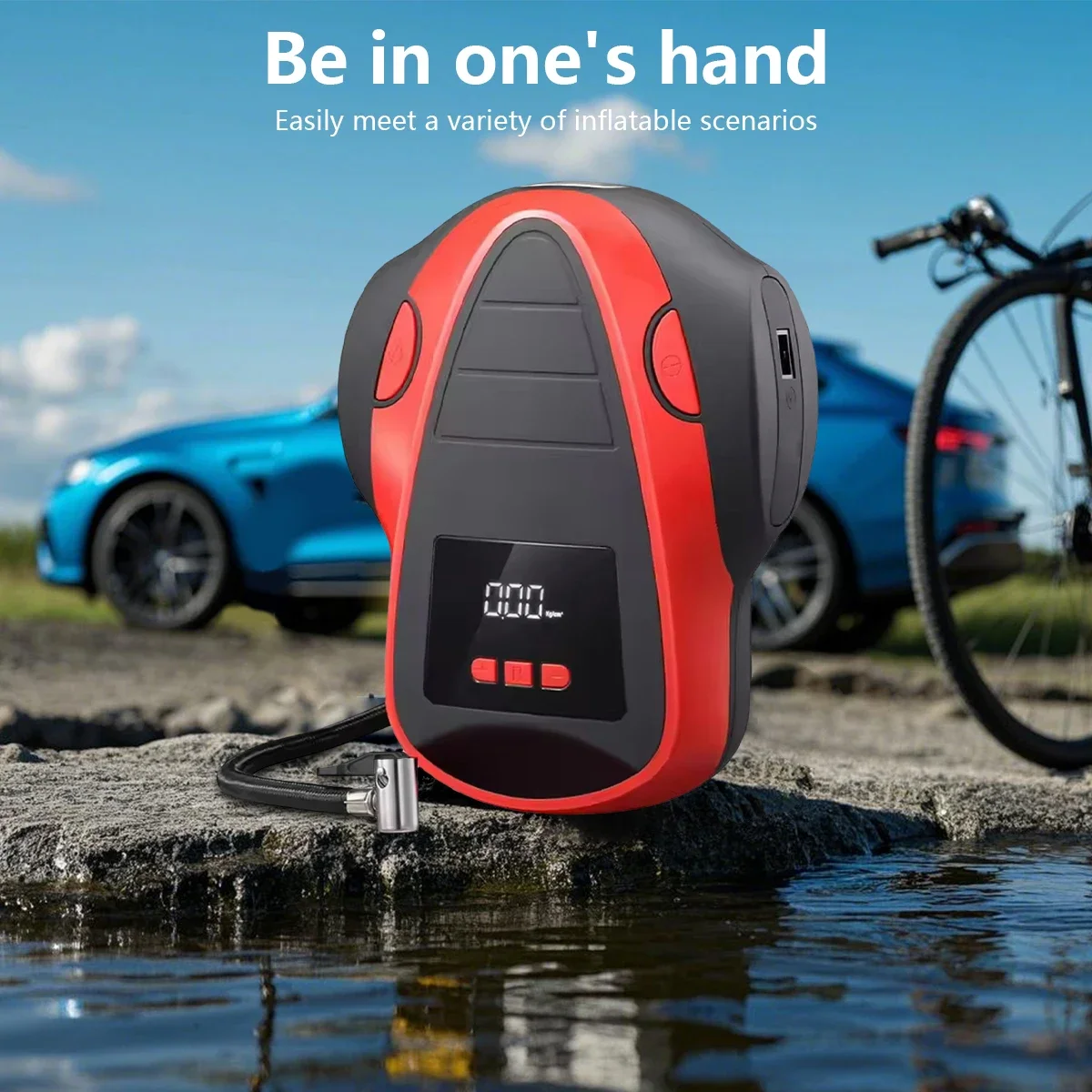 12V/110V Portable Car Tire Inflator Air Compressor Pump, Wired Electric Auto Air Pump with Digital Pressure Gauge for Bike Infl