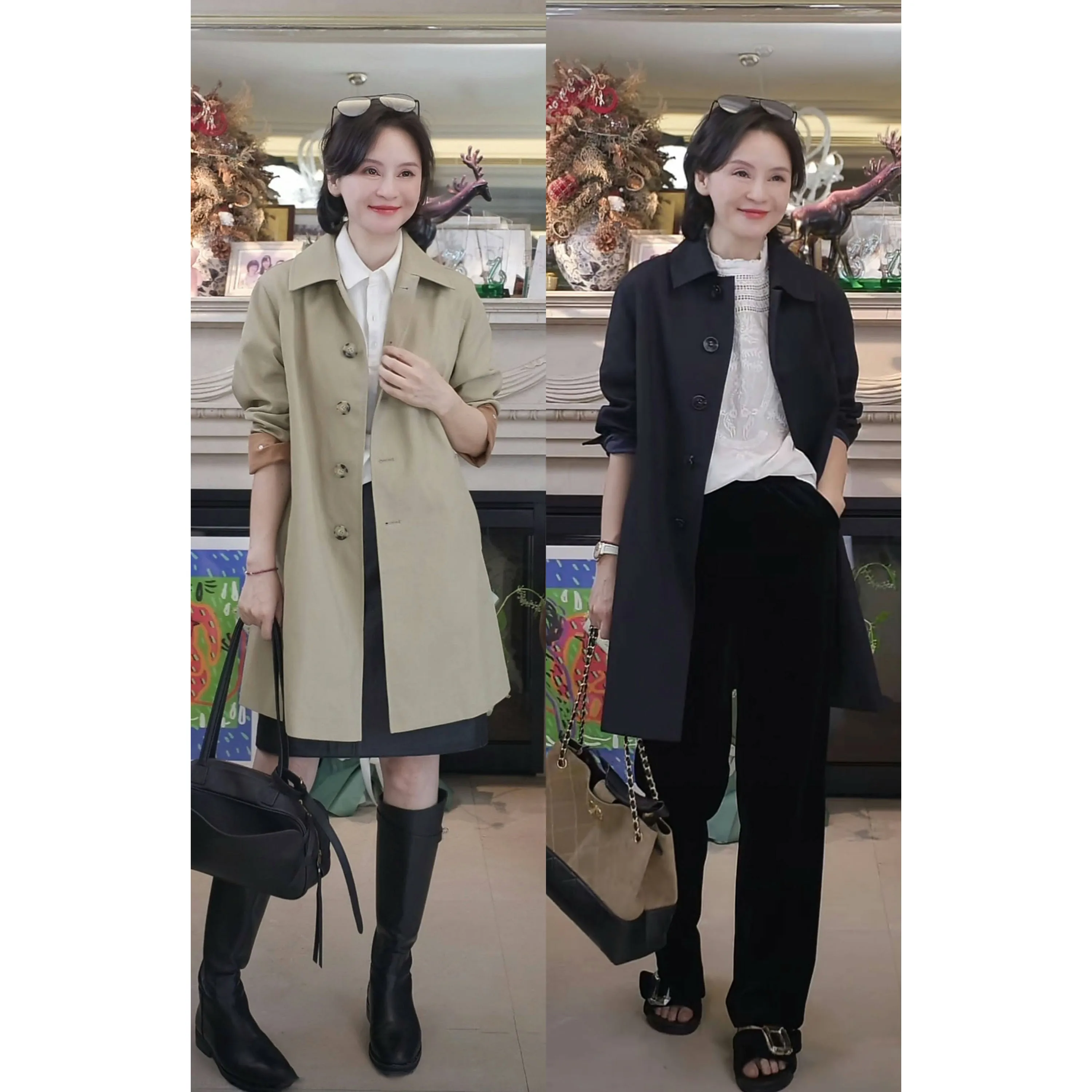 

Классическое двустороннее осеннее пальто-ветровка А-силуэта с контрастной клетчатой текстурой, для повседневной носки, с длинными рукавами, из полиэстера и хлопка