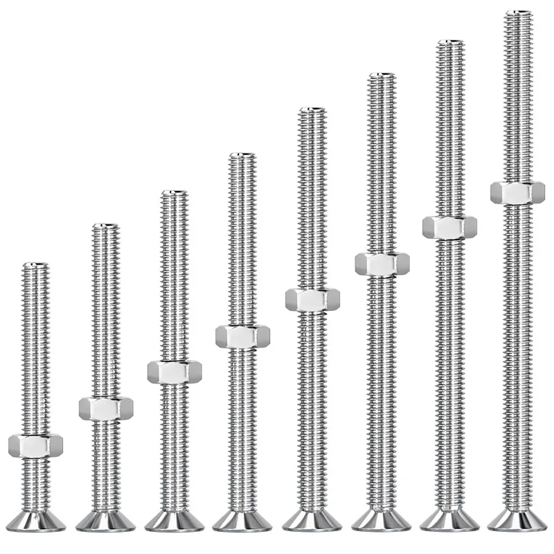 

Extended Cross Countersunk Head Screws Made of 304 Stainless Steel, M2 M3 M4 M5 Bolt Rod Set with Complete Nut Accessories