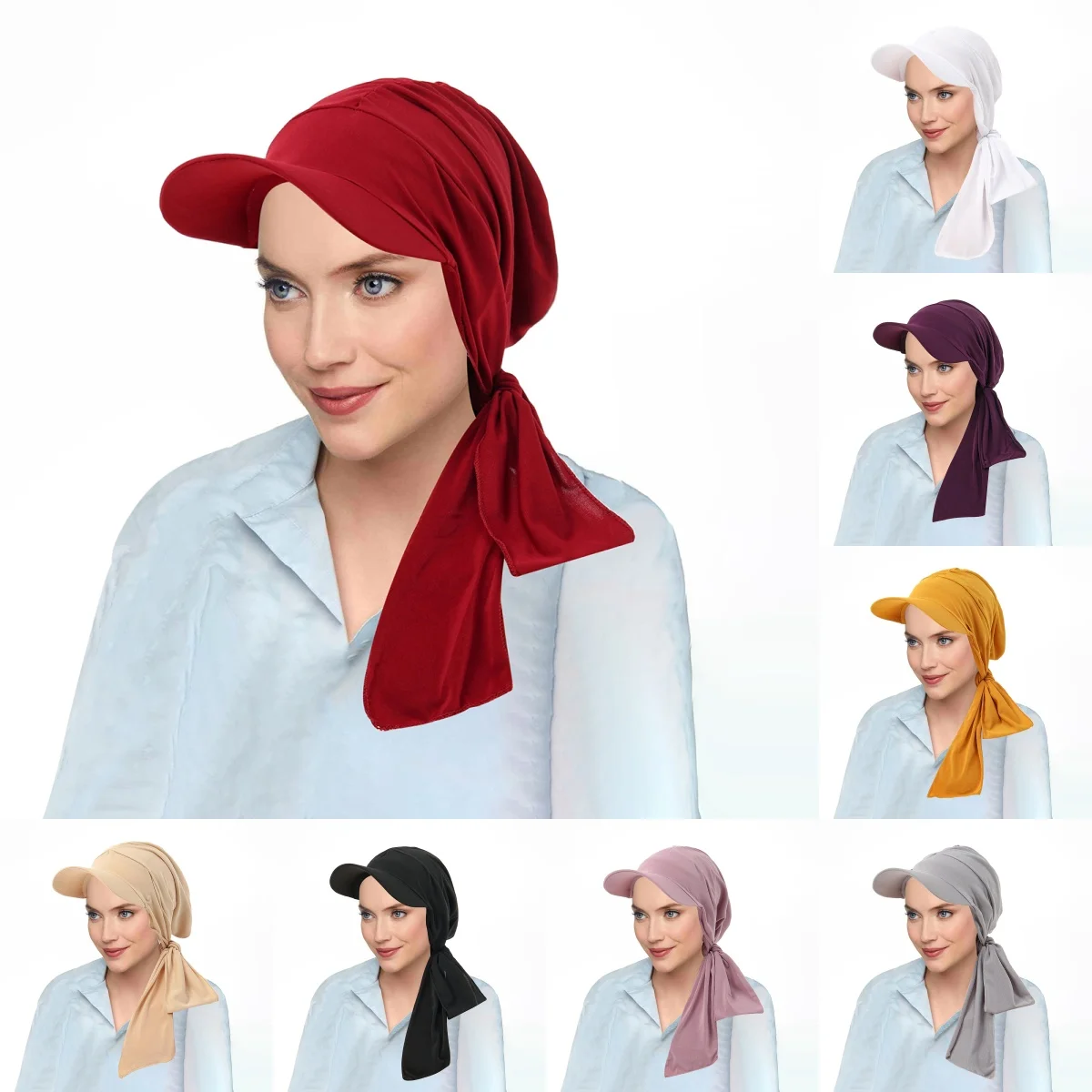 

Pre-Tied Headscarf Muslim Inner Hijab Hat Female Turban Cancer Chemo Cap Hair Loss Cover Headwrap Headwear Stretch Bandana