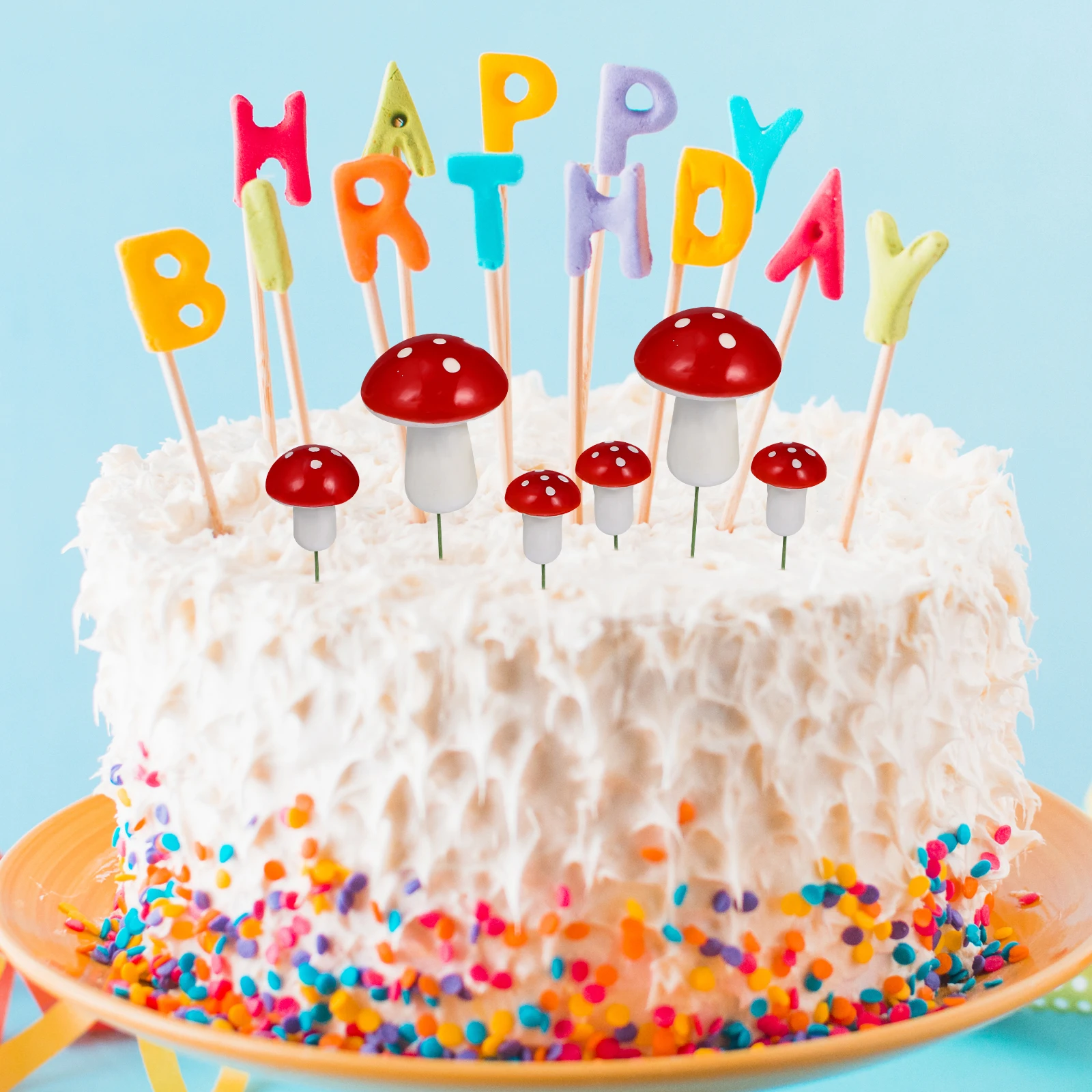 

30 pcs Cake Decoration Mushroom Picks Foam Cupcake Toppers For Birthday Party Dessert Decorations Fake Mushrooms Cake
